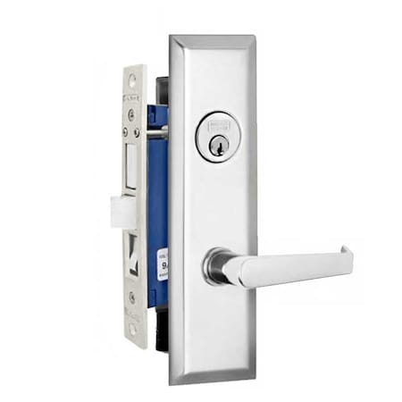 Marks New Yorker Satin Chrome Left Hand Mortise Entry Lock Set, Screwless Lever Thru-Bolted Lockset MRK-9NY92A-26D-LH